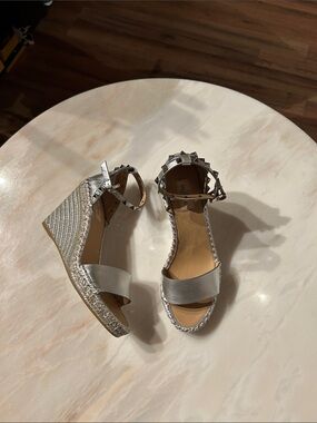 Valentino Garavani Silver Studded Wedge Sandals